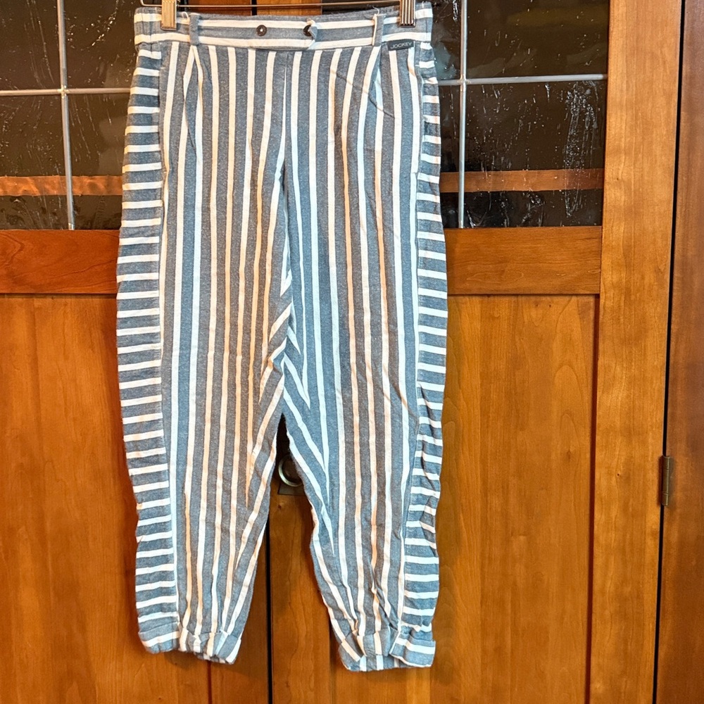 Jockey Blue and White Striped Capris